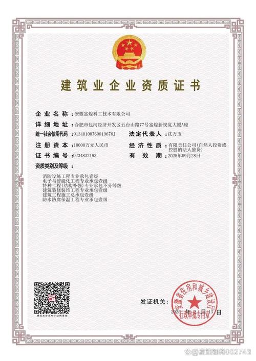 富煌科工荣获特种工程（结构补强）专业承包资质